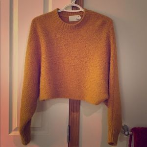 Wilfred Free Mustard color crop sweater size small